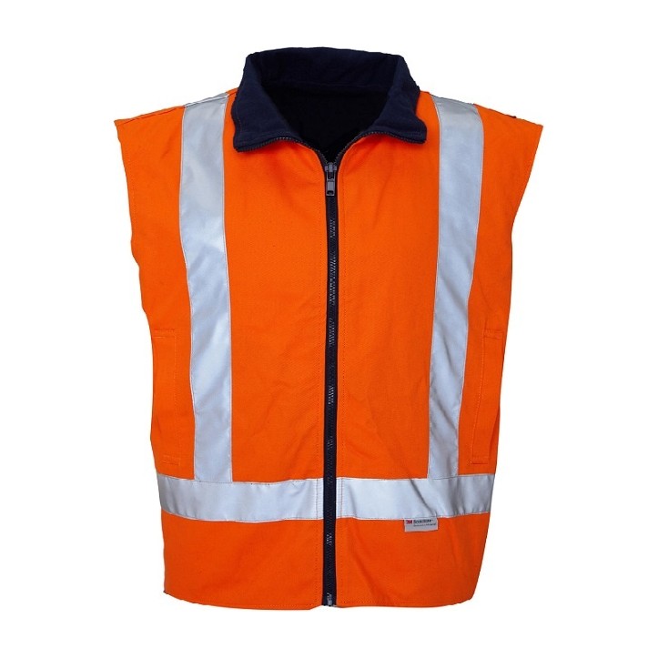 Ritemate Reversible Vest 50MM Reflective Tape RM7654R in Orange/Navy