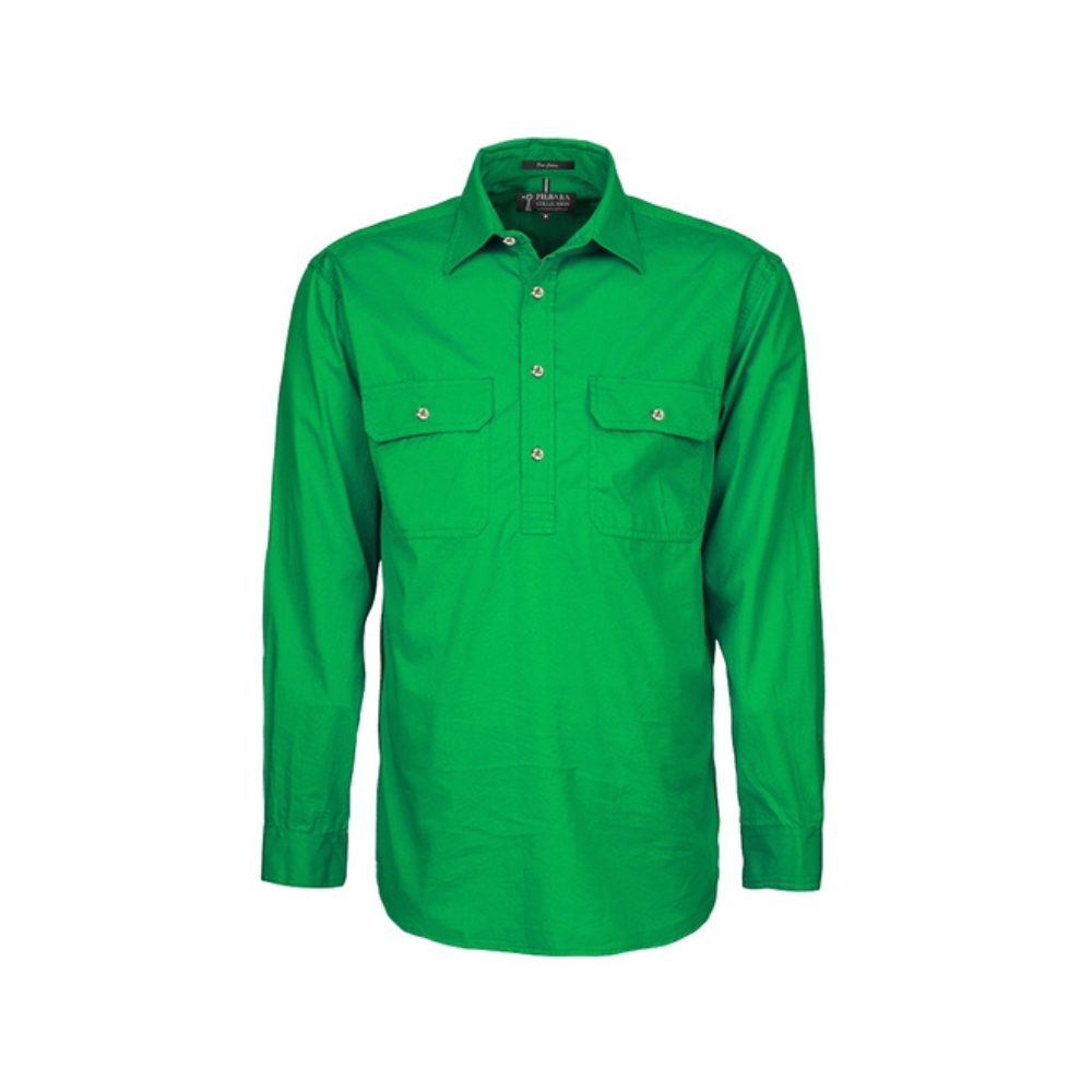 Ritemate Mens Pilbara Heavy Weight Closed Front Long Sleeve Shirt RM800CF - Emerald