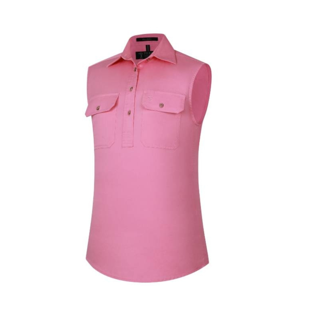 Ritemate Womens Pilbara Closed Front Sleeveless Shirt RM900CF - Blush