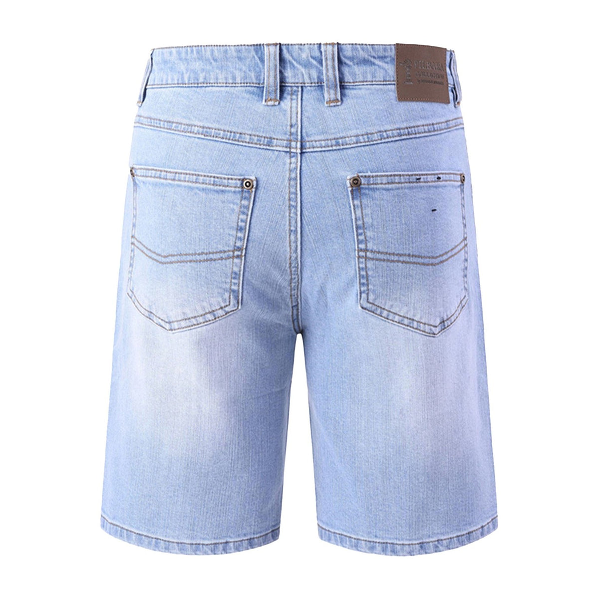 Pilbara Mens Stretch Denim Jean Shorts RMPC034 in Acid Wash, back view