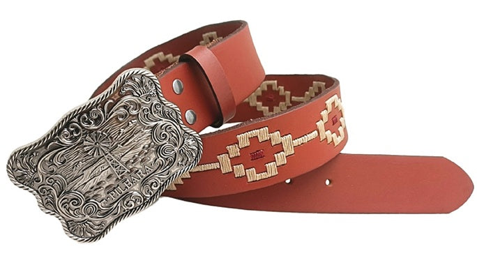 Ritemate Pilbara Western Rodeo Buckle Navajo Leather Belt