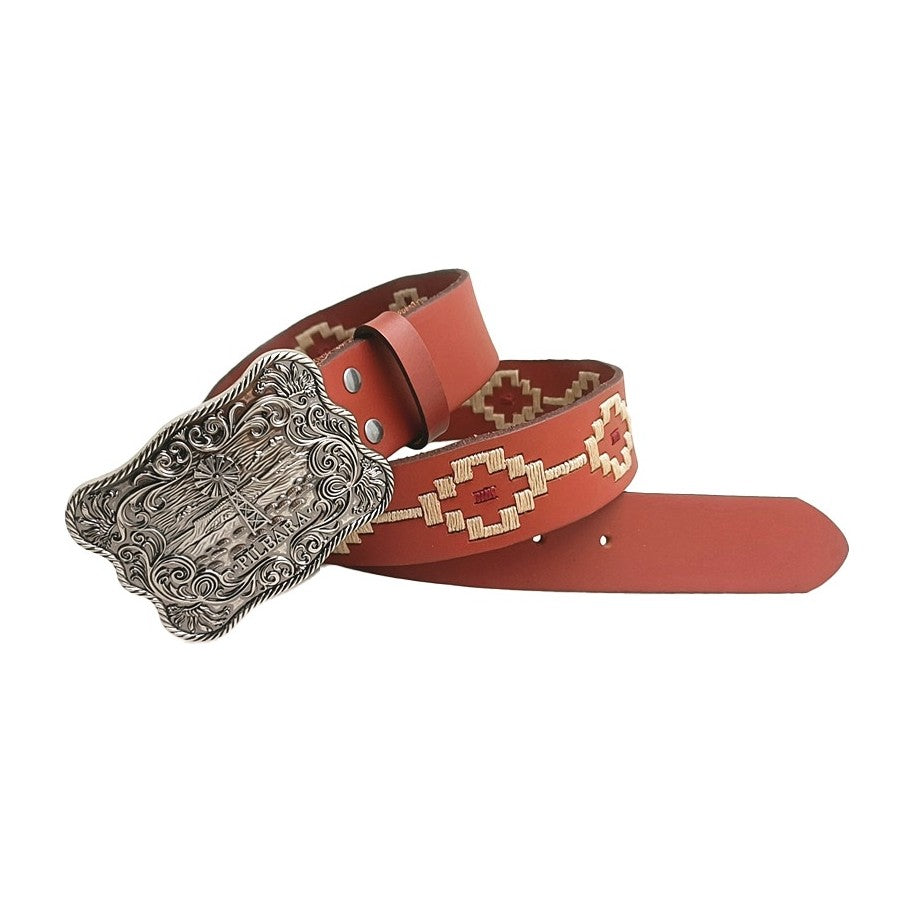 Pilbara Western Rodeo Buckle Navajo Leather Belt RMPW006