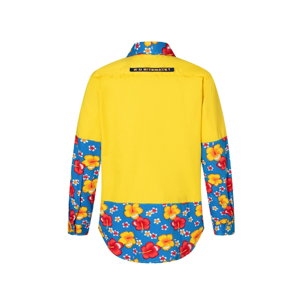 Ritemate R U Ritemate Vented Open Front Two Tone Hibiscus Shirt RMRU02