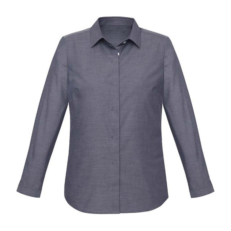 Biz Corporates Charlie Womens Long Sleeve Shirt RS968LL in Navy Chambray