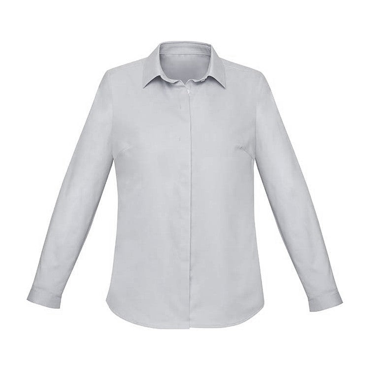 Biz Corporates Charlie Womens Long Sleeve Shirt RS968LL in Silver Chambray