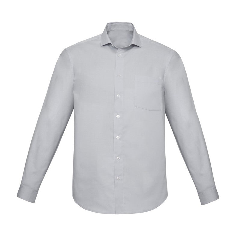 Biz Corporates Charlie Mens Classic Fit Long Sleeve Shirt RS968ML in Silver Chambray