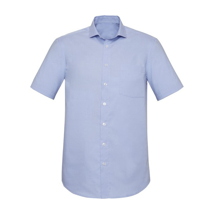 Biz Corporates Charlie Mens Classic Fit Short Sleeve Shirt RS968MS in Blue Chambray