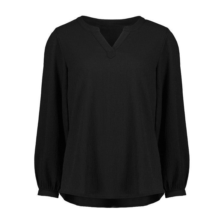 Biz Corporates Ruché Womens Long Sleeve Shirt RU568LL in Black