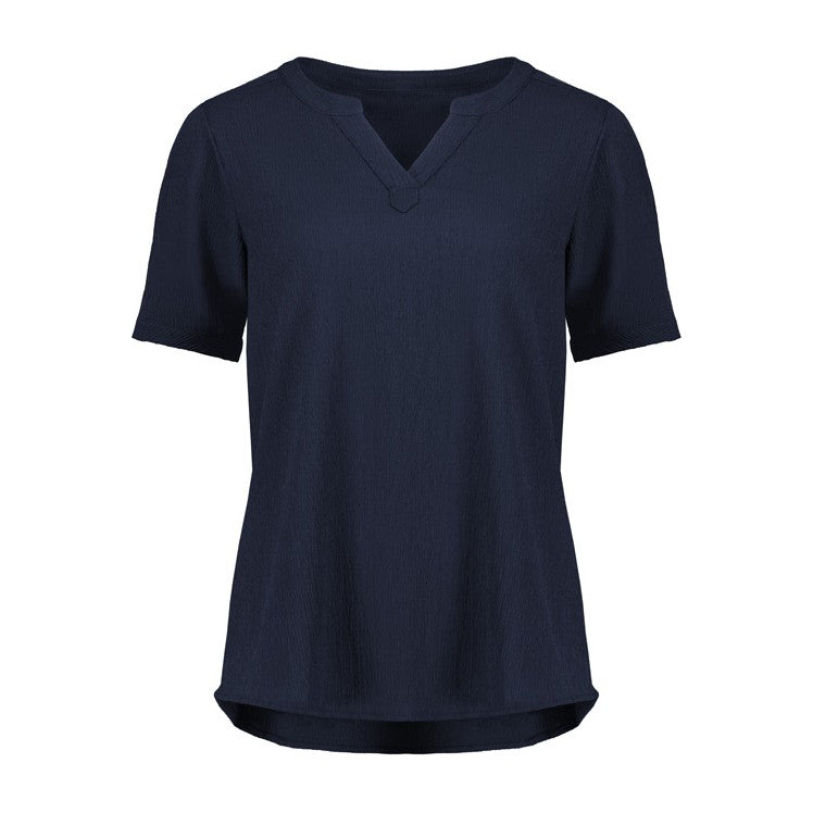 Biz Corporates Ruché Womens Short Sleeve Shirt RU568LS in Navy