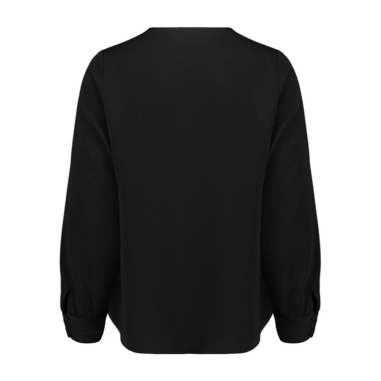 Biz Corporates Evelyn Womens Long Sleeve Blouse RU569LL in Black, view 2