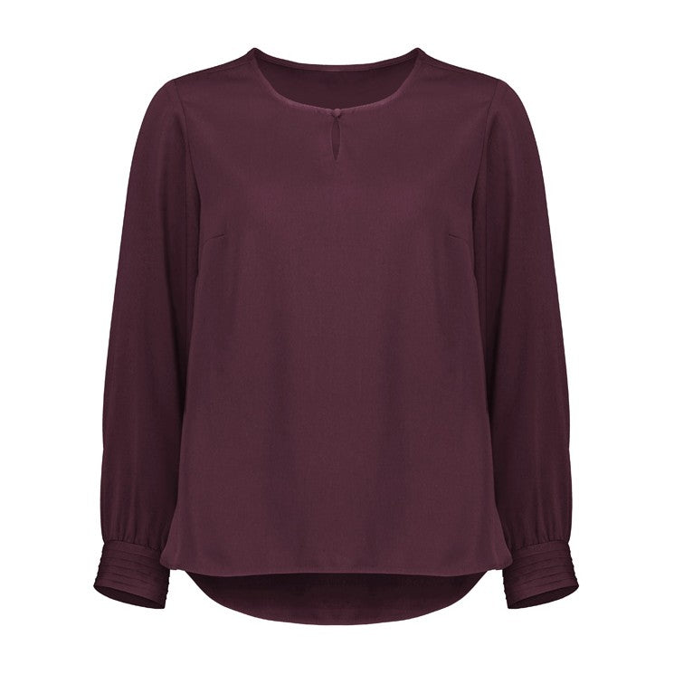 Biz Corporates Evelyn Womens Long Sleeve Blouse RU569LL in Wine