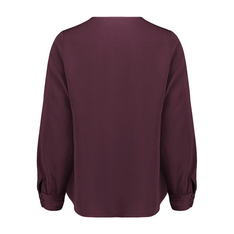 Biz Corporates Evelyn Womens Long Sleeve Blouse RU569LL in Wine, view 2