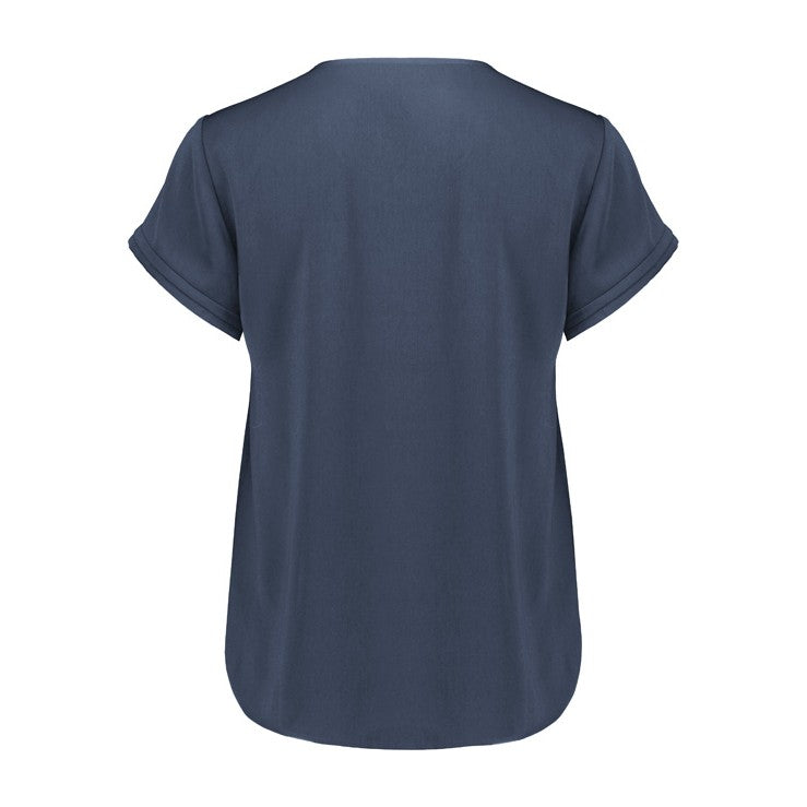 Biz Corporates Evelyn Womens Short Sleeve Blouse RU569LS in Mineral Blue, view 2