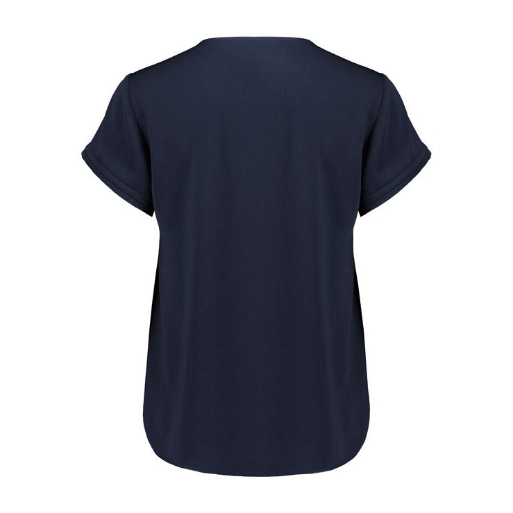 Biz Corporates Evelyn Womens Short Sleeve Blouse RU569LS in Navy, view 2