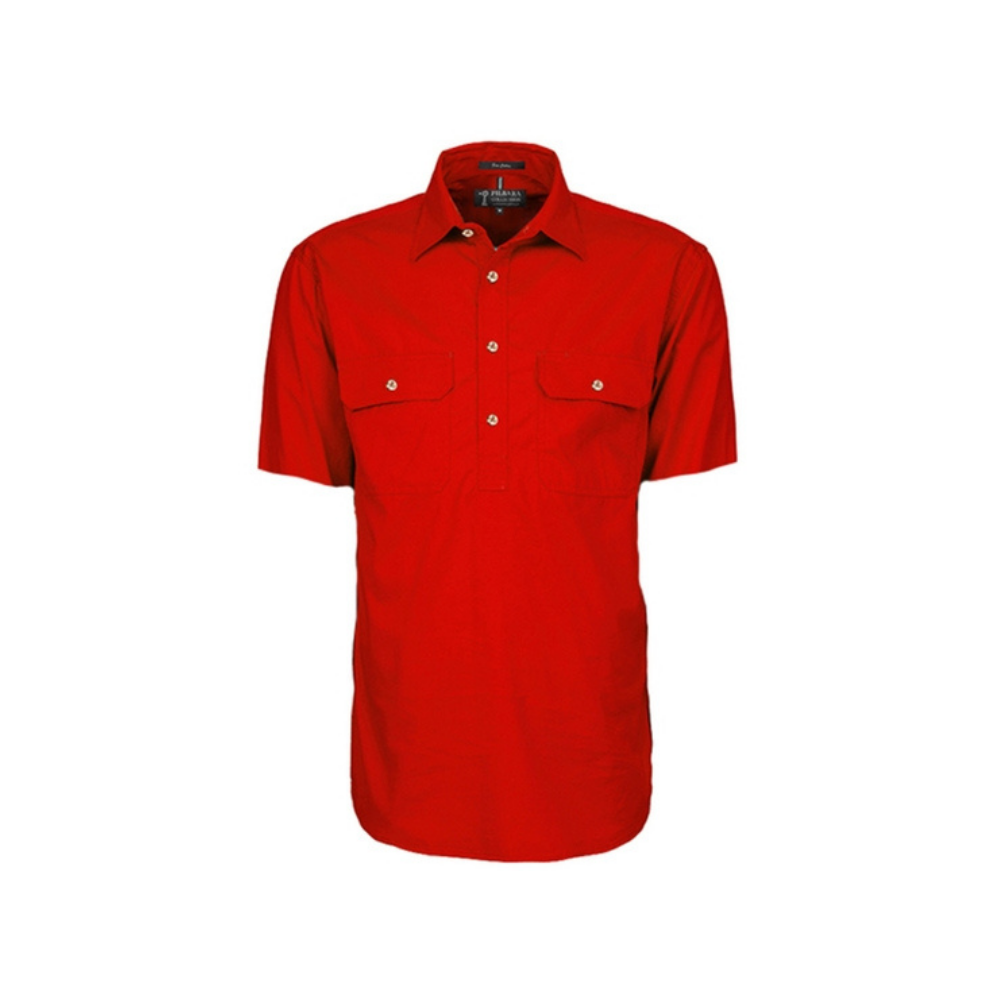 Ritemate Mens Pilbara Closed Front Short Sleeve Shirt RM200CFS - Red