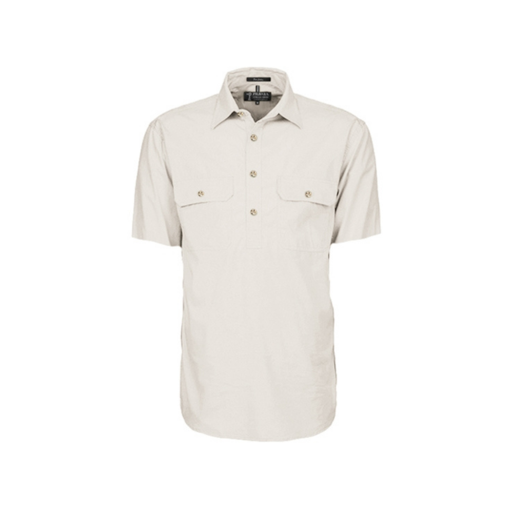 Ritemate Mens Pilbara Closed Front Short Sleeve Shirt RM200CFS - Stone