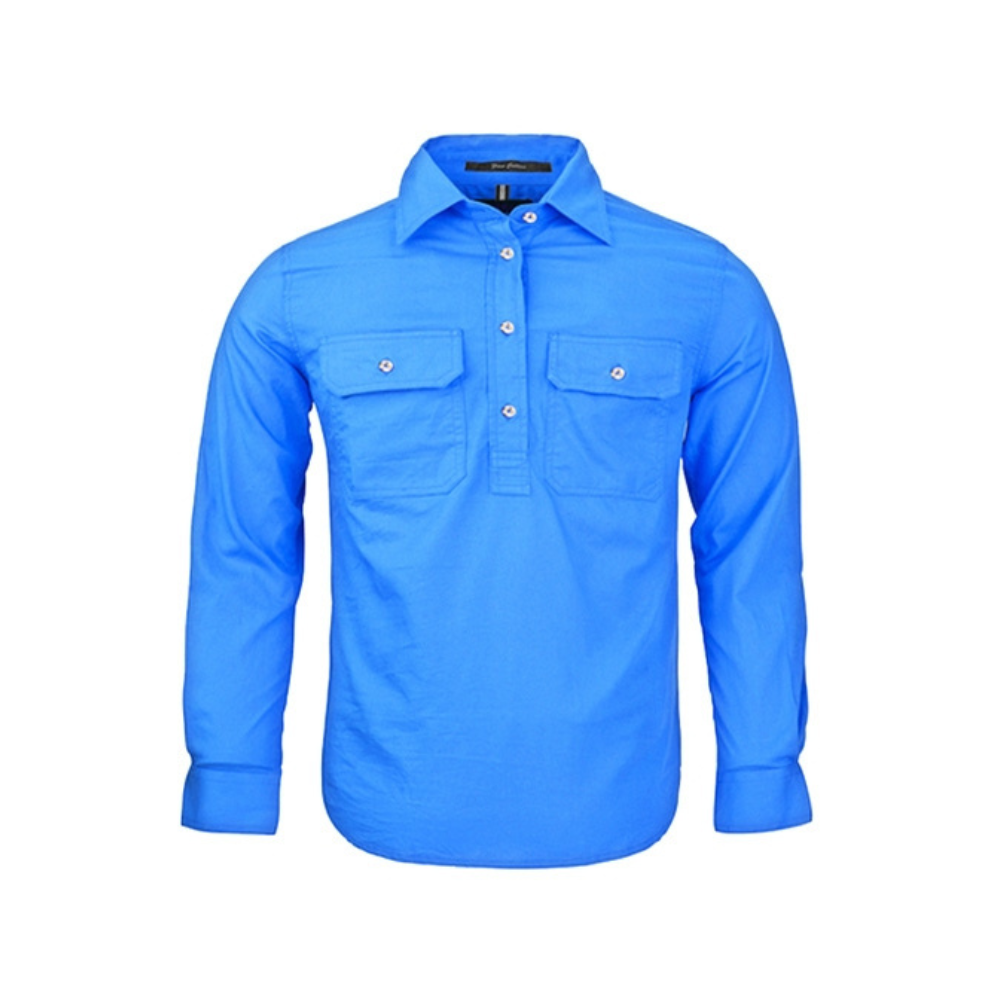Ritemate Kids Pilbara Closed Front Long Sleeve Shirt RM400CF - Light Blue