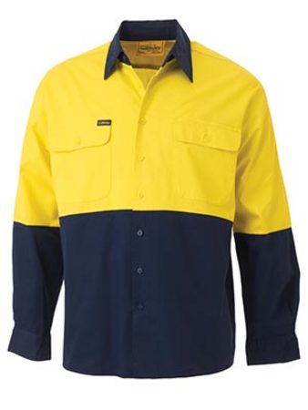 Bisley Hi Vis Lightweight Drill Shirt Long Sleeve BS6340