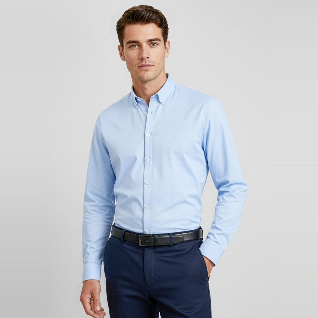 Biz Camden Mens Long Sleeve Shirt S016ML, worn by model