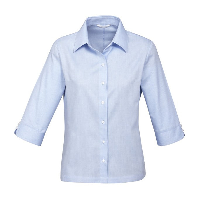 Biz Luxe Womens 3/4 Sleeve Shirt S10221 in Blue