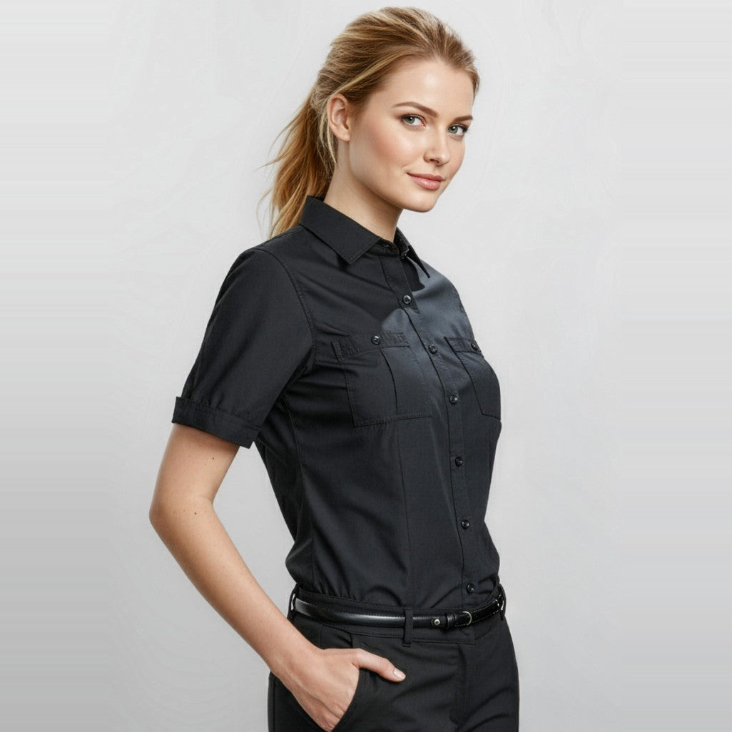 Biz Bondi Womens Short Sleeve Shirt S306LS, worn by model