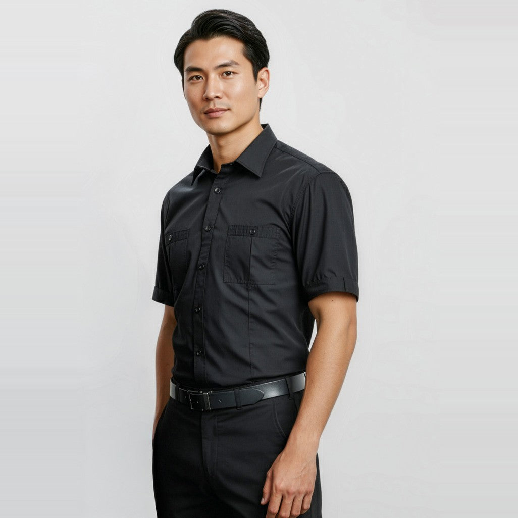 Biz Bondi Mens Short Sleeve Shirt S306MS, worn by model