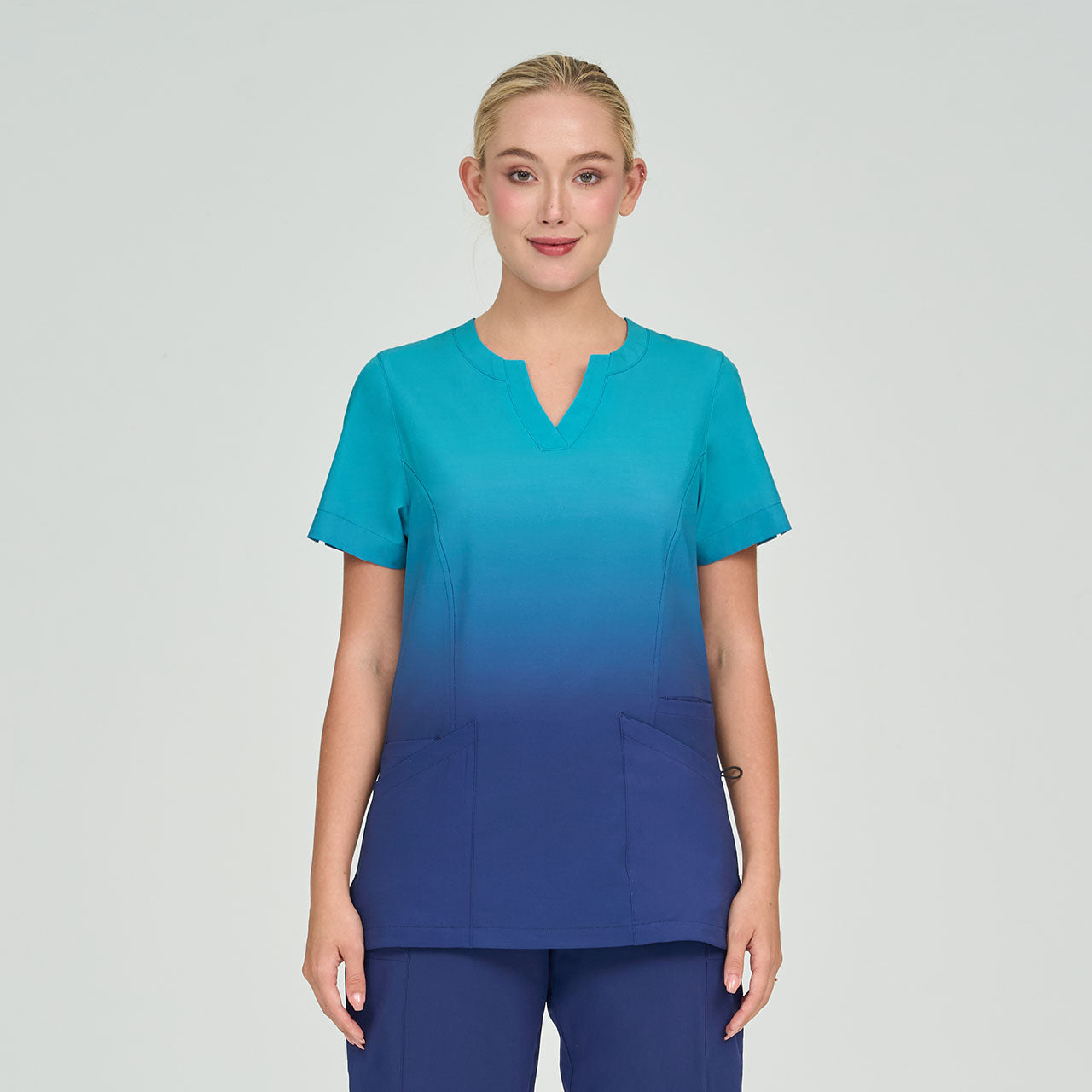 Scrubness Sea Blue Ombre Scrub Top SN0039