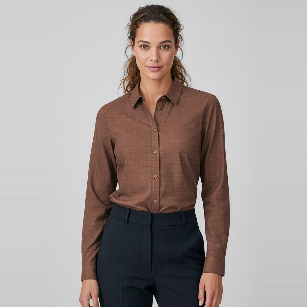 Biz Soul Womens Long Sleeve Shirt S421LL, worn by model