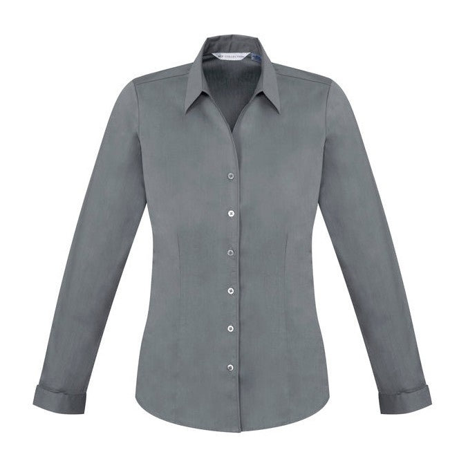 Biz Womens Monaco Long Sleeve Shirt S770LL in Platinum