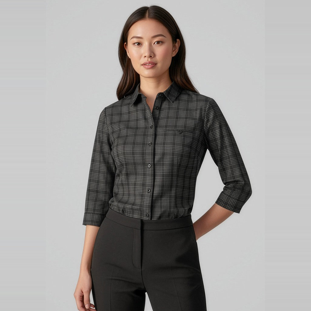 Biz Harper Womens 3/4 Sleeve Shirt S820LT, worn by model
