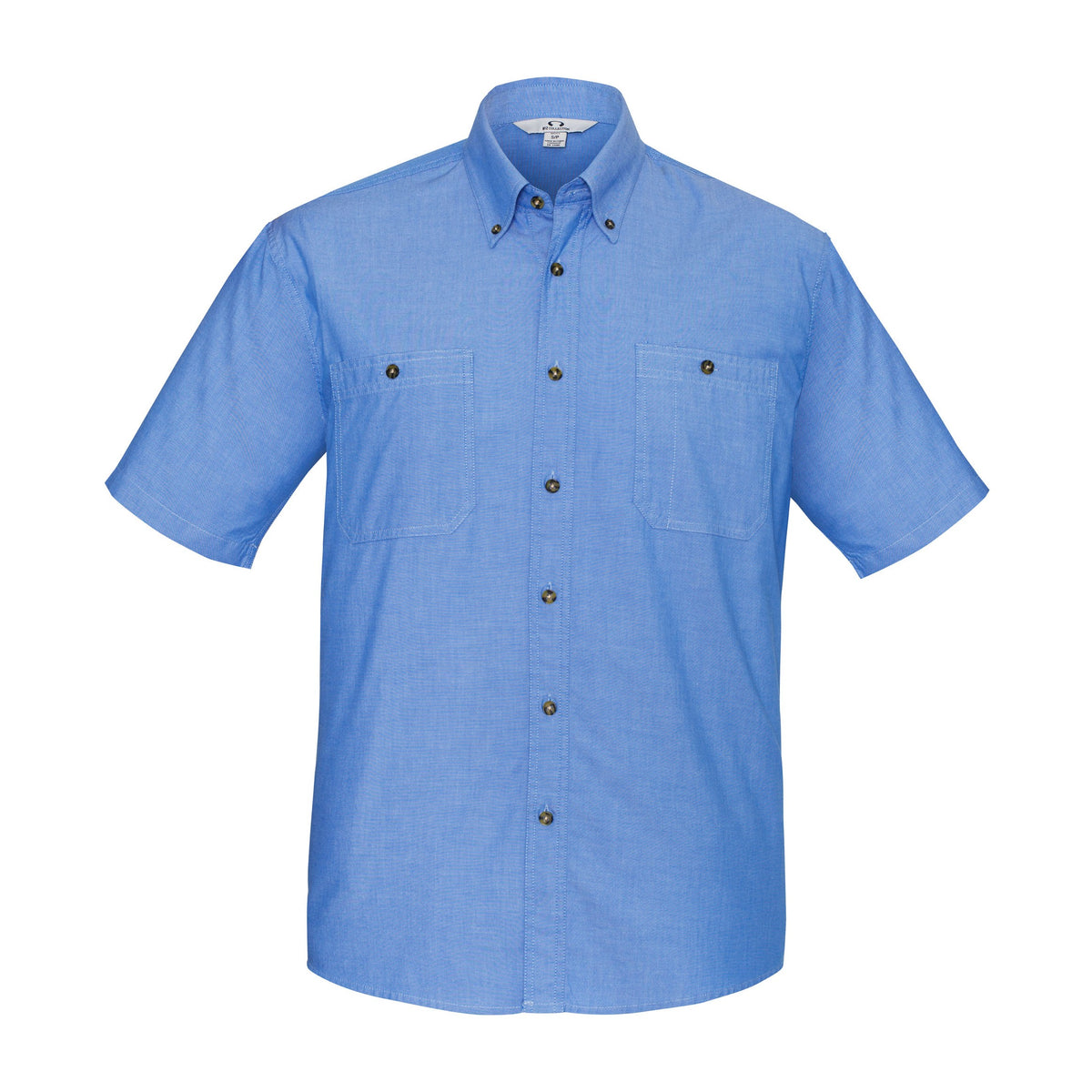 Biz Chambray Mens Short Sleeve Shirt SH113 in Chambray Blue