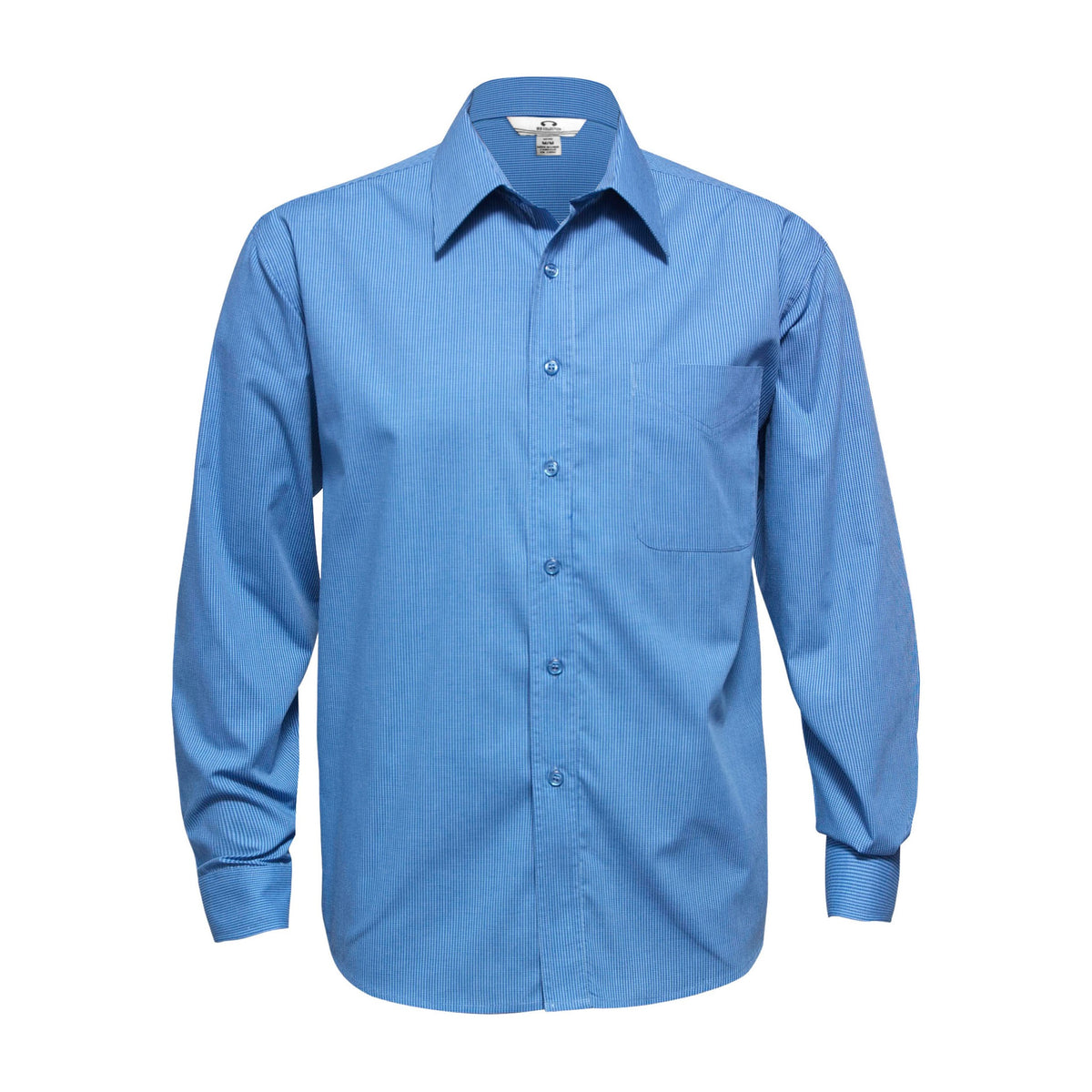 Biz Micro Mens Check Long Sleeve Shirt SH816 in Mid Blue