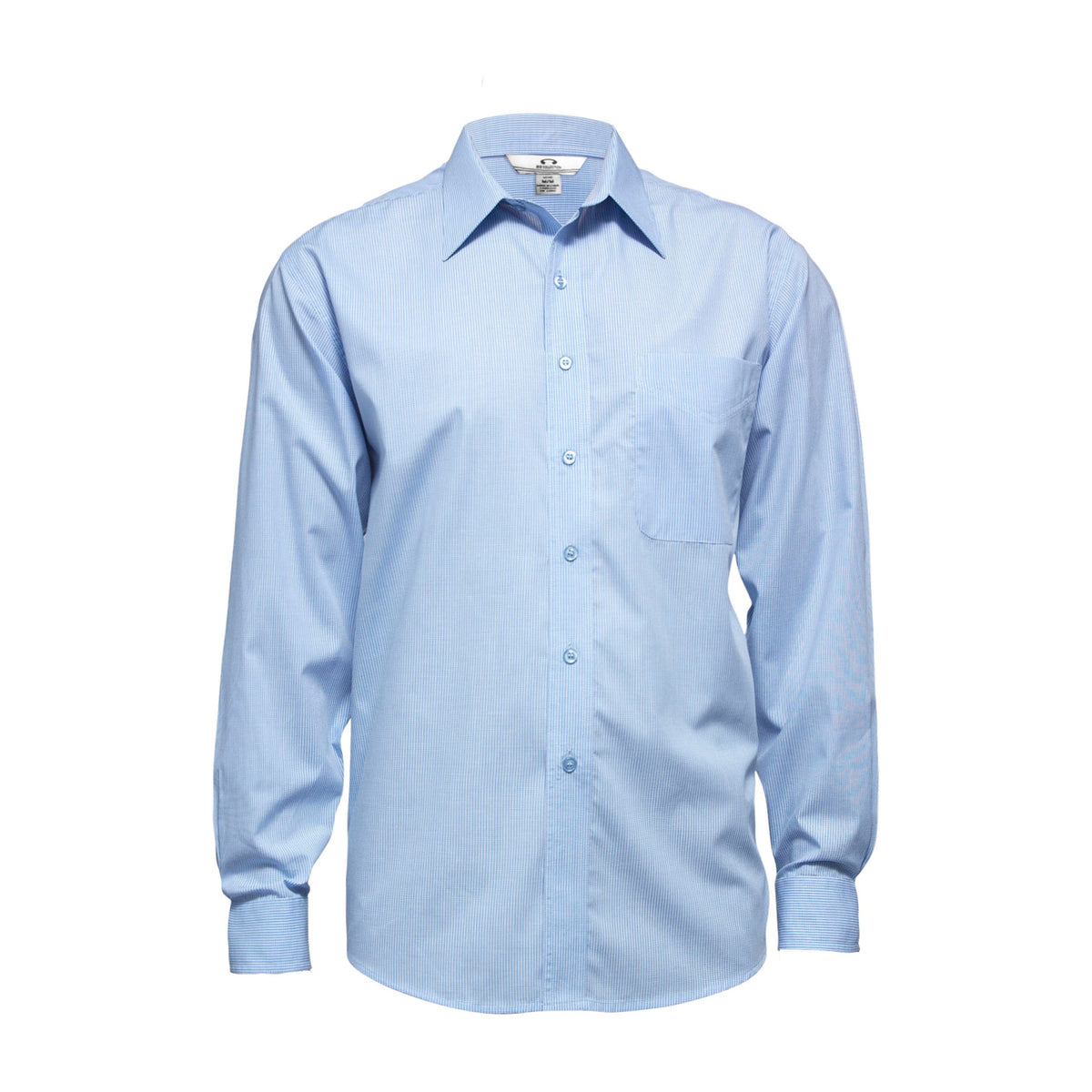 Biz Micro Mens Check Long Sleeve Shirt SH816 in Sky