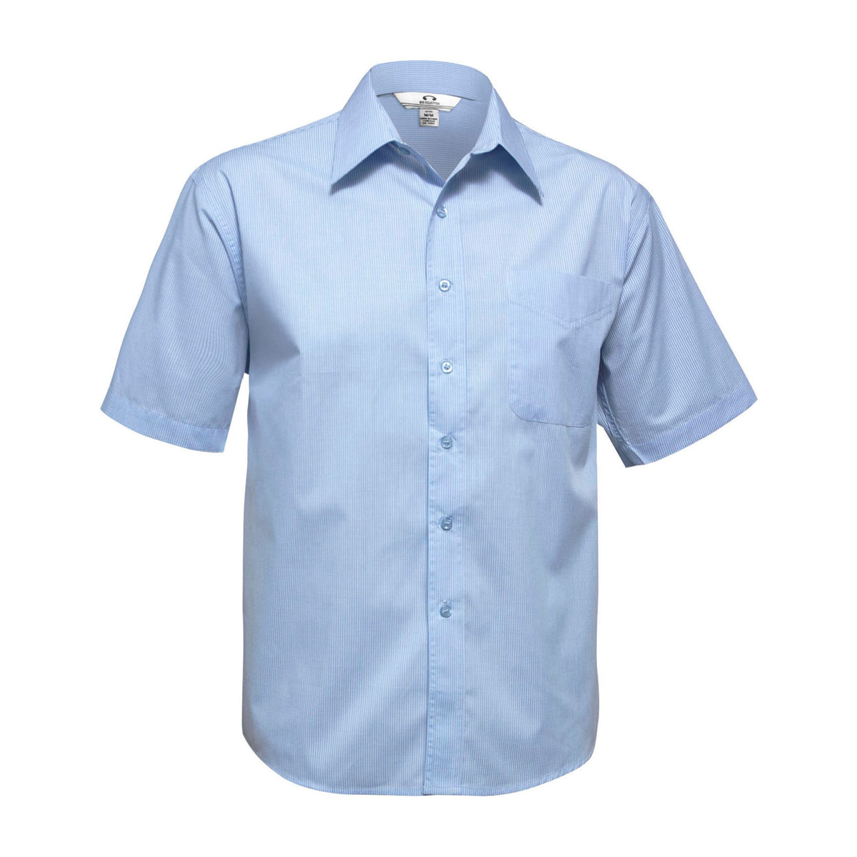 Biz Micro Mens Check Short Sleeve Shirt SH817 in Sky
