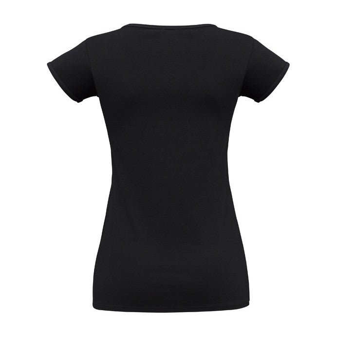 Biz Viva Womens Short Sleeve Tee T403L in Black, view 2