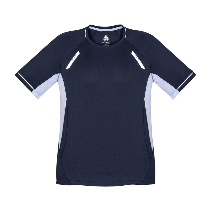 Biz Renegade Kids Short Sleeve Tee T701KS in Navy/White/Silver