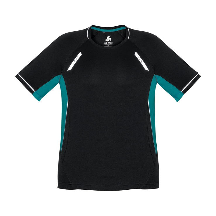 Biz Renegade Mens Short Sleeve Tee T701MS in Black/Teal/Silver
