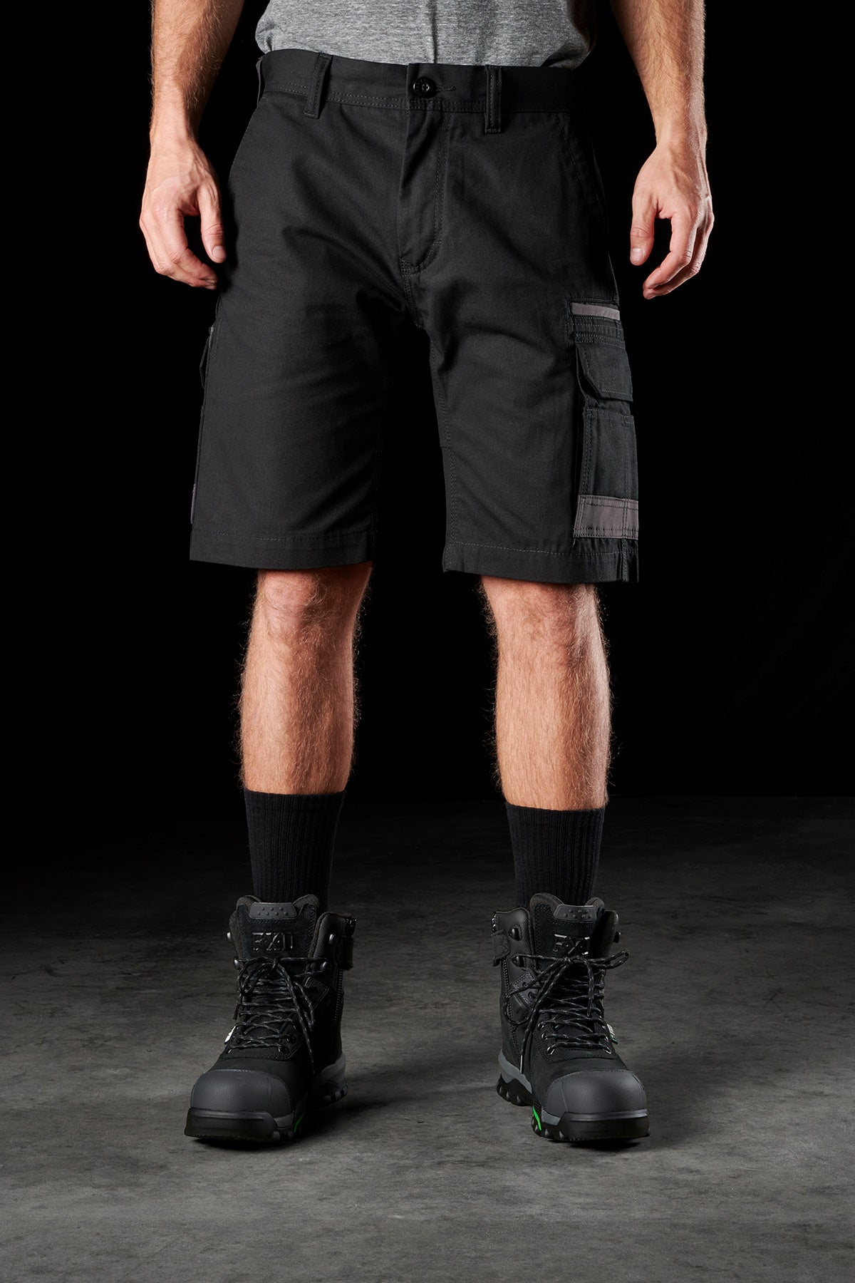 FXD WS-1 Stretch Canvas Work Short in Black, view 2