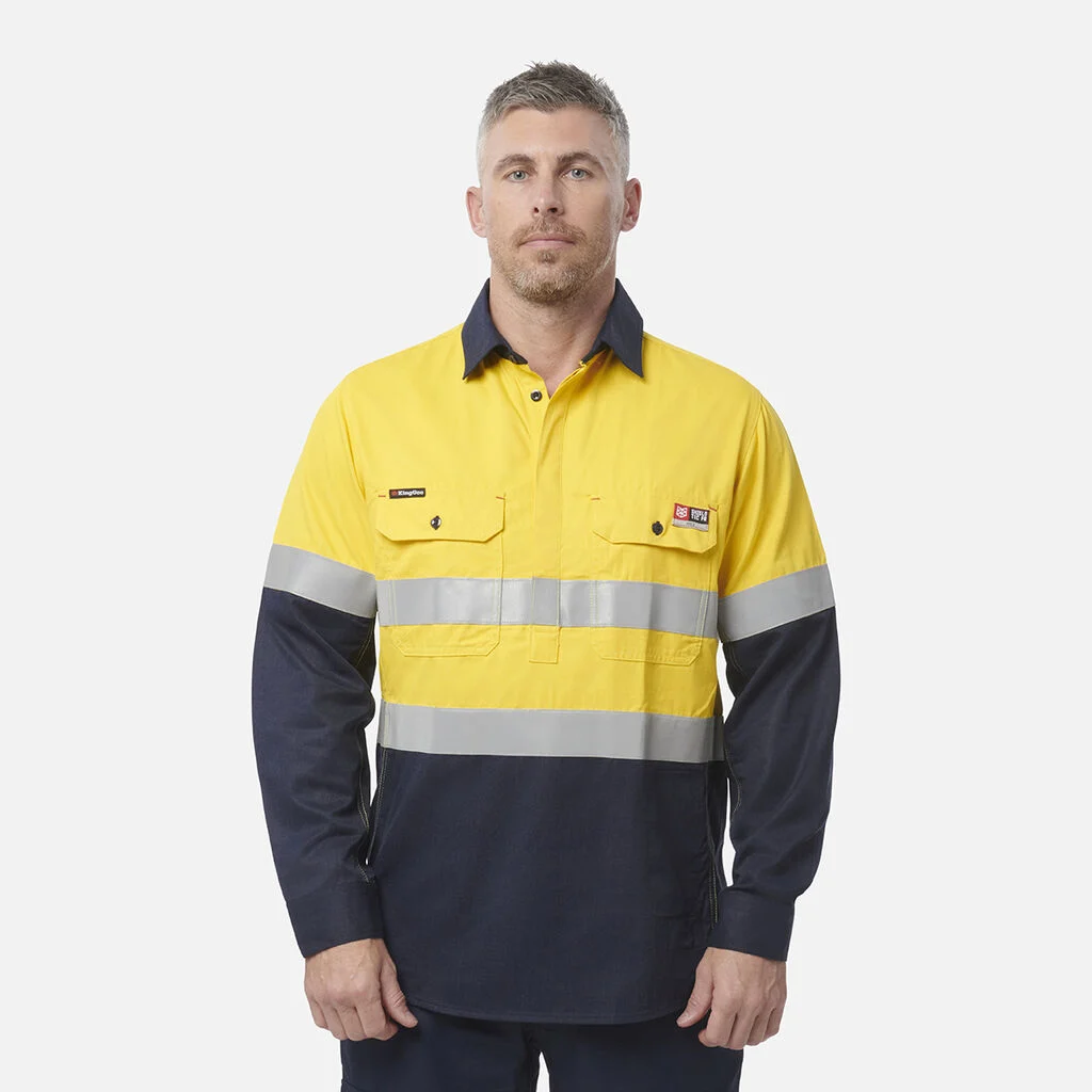 King Gee ShieldTec FR/Arc Rated Reflective Hi Vis Closed Front Shirt Y04550