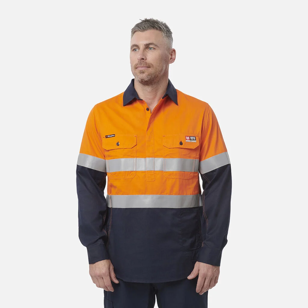 King Gee ShieldTec FR/Arc Rated Reflective Hi Vis Closed Front Shirt Y04550