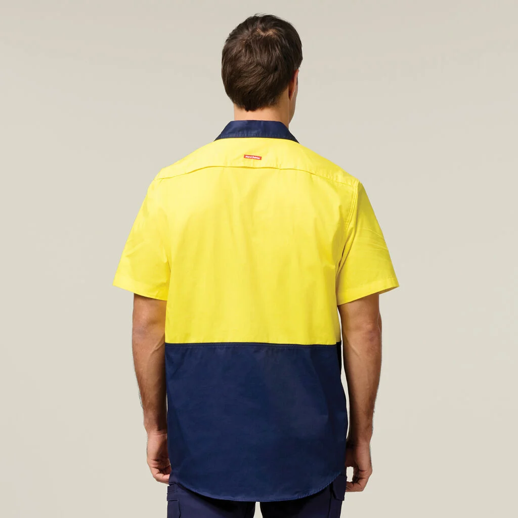 Hard Yakka Core Hi Vis Light Weight Vented Short Sleeve Cotton Shirt Y04620