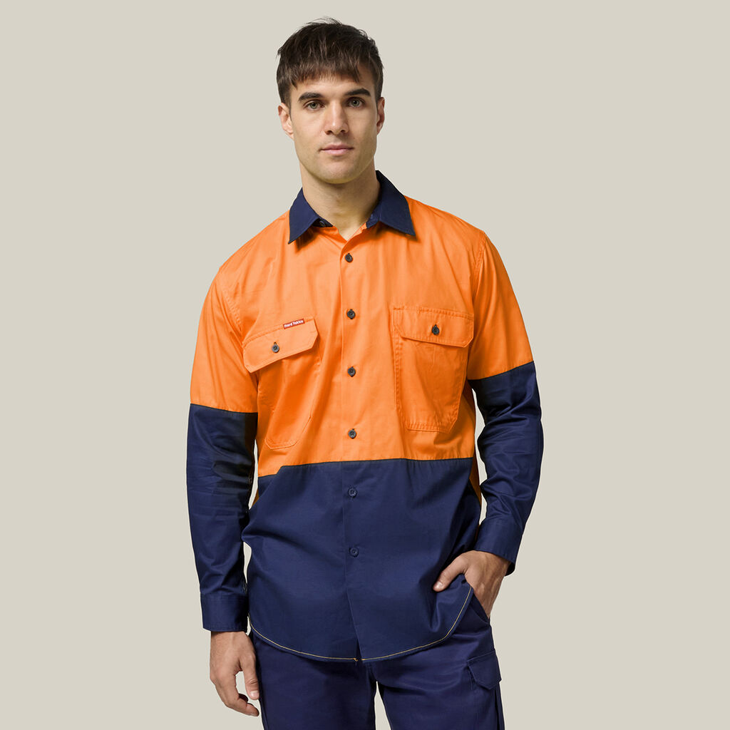 Hard Yakka Core Hi Vis 2 Tone Vented Long Sleeve Shirt Y07558