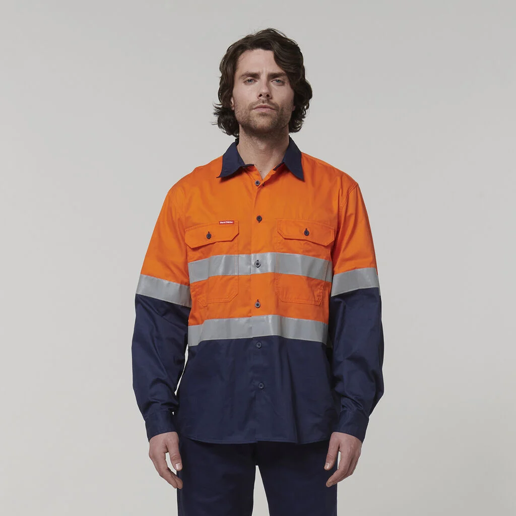 Hard Yakka Core Hi Vis Long Sleeve 2 Tone Taped Vented Cotton Shirt Y07940