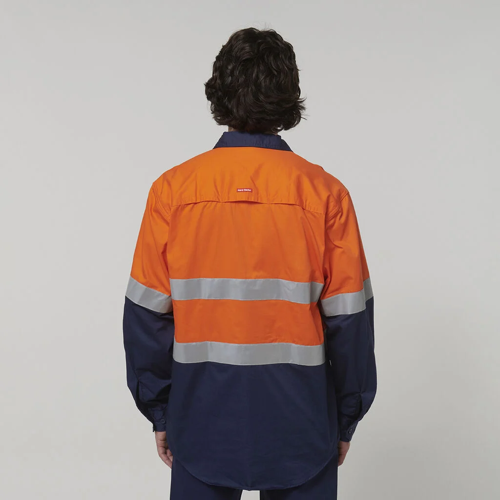 Hard Yakka Core Hi Vis Long Sleeve 2 Tone Taped Vented Cotton Shirt Y07940