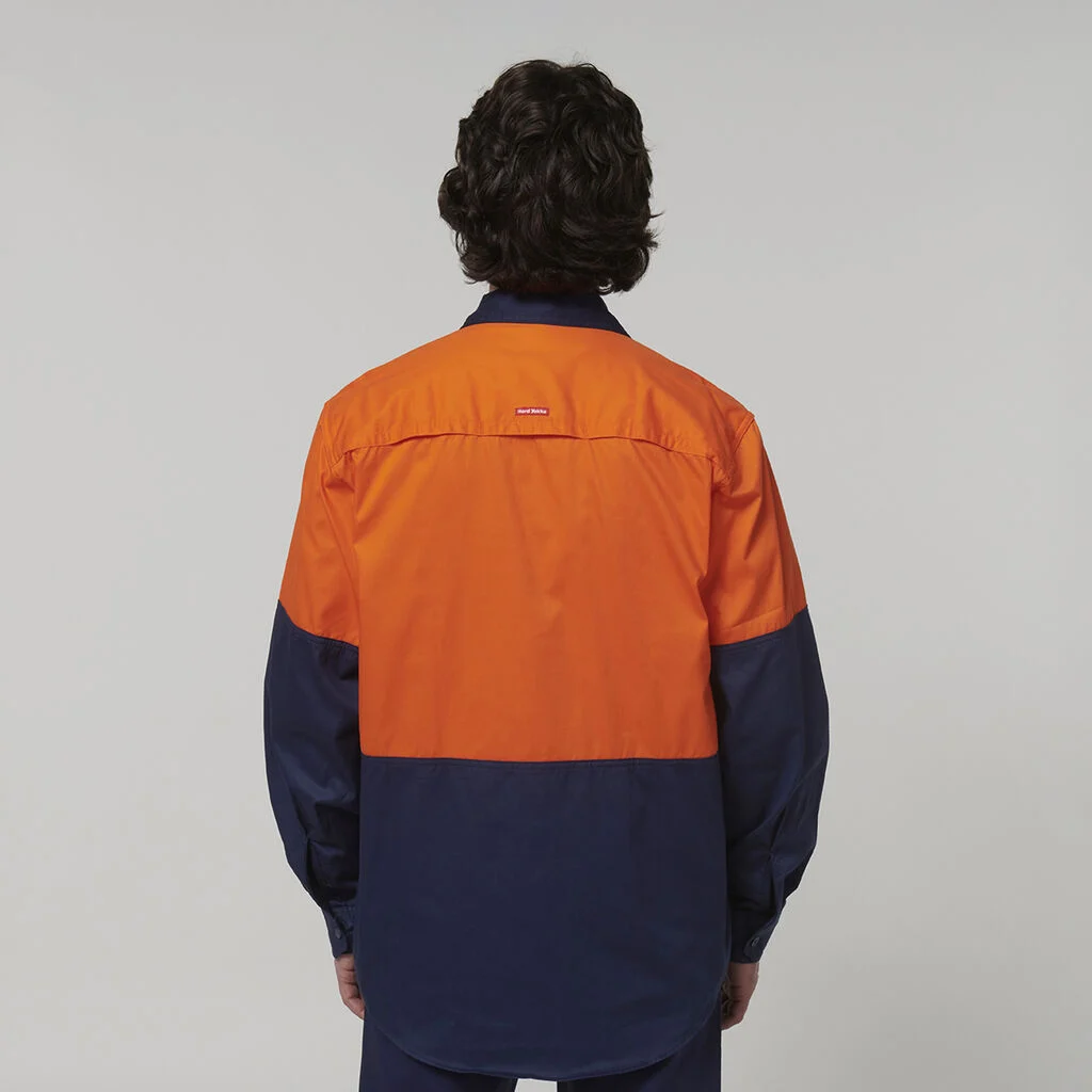 Hard Yakka Core Hi Vis Long Sleeve 2 Tone Vented Cotton Shirt Y07950