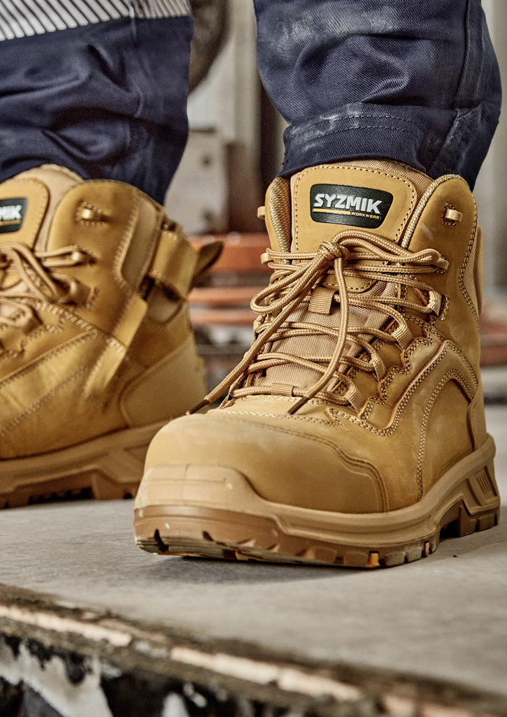 Syzmik UltraFort 5Z Side Zip Safety Boot ZFL501 - Wheat (Wheat Nubuck) - worn