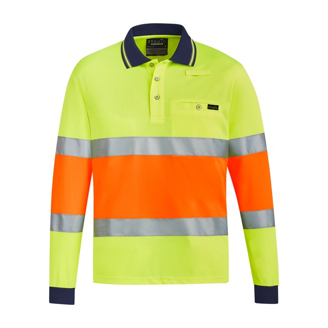 Syzmik Unisex Hi Vis Bio Motion Taped Polo ZH380, worn by model