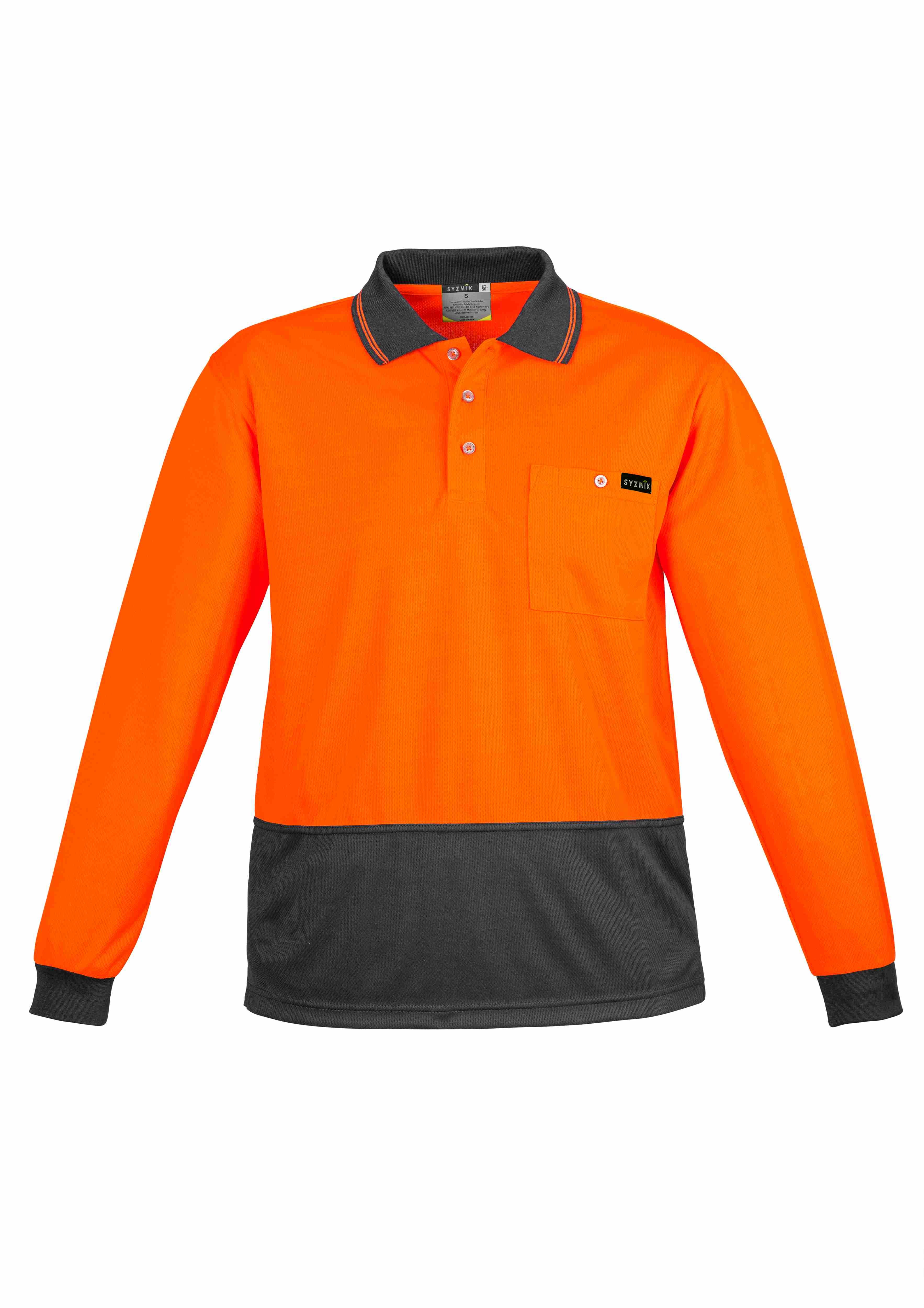 Syzmik Mens Hi Vis Comfort Back Long Sleeve Polo ZH410