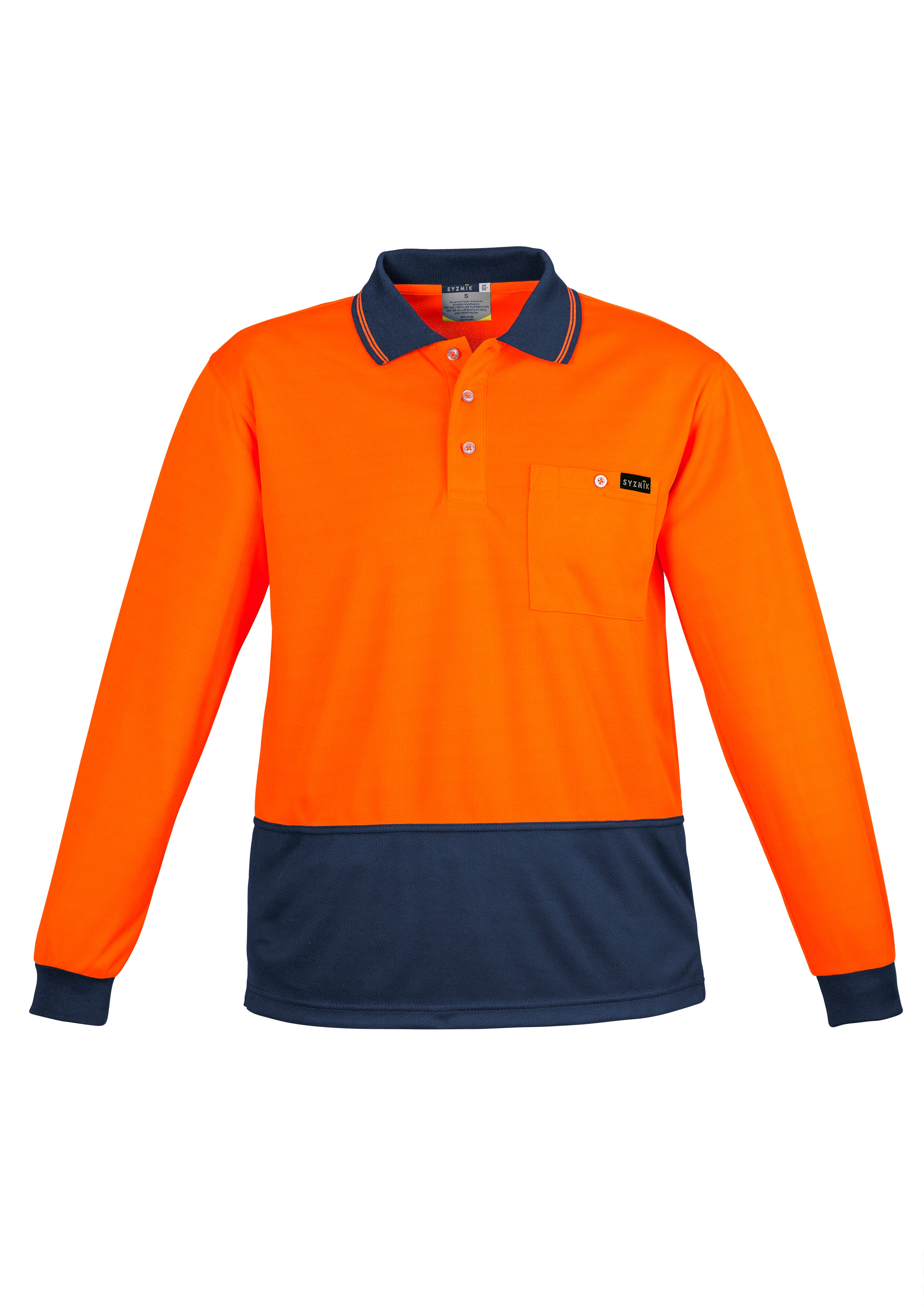 Syzmik Mens Hi Vis Comfort Back Long Sleeve Polo ZH410