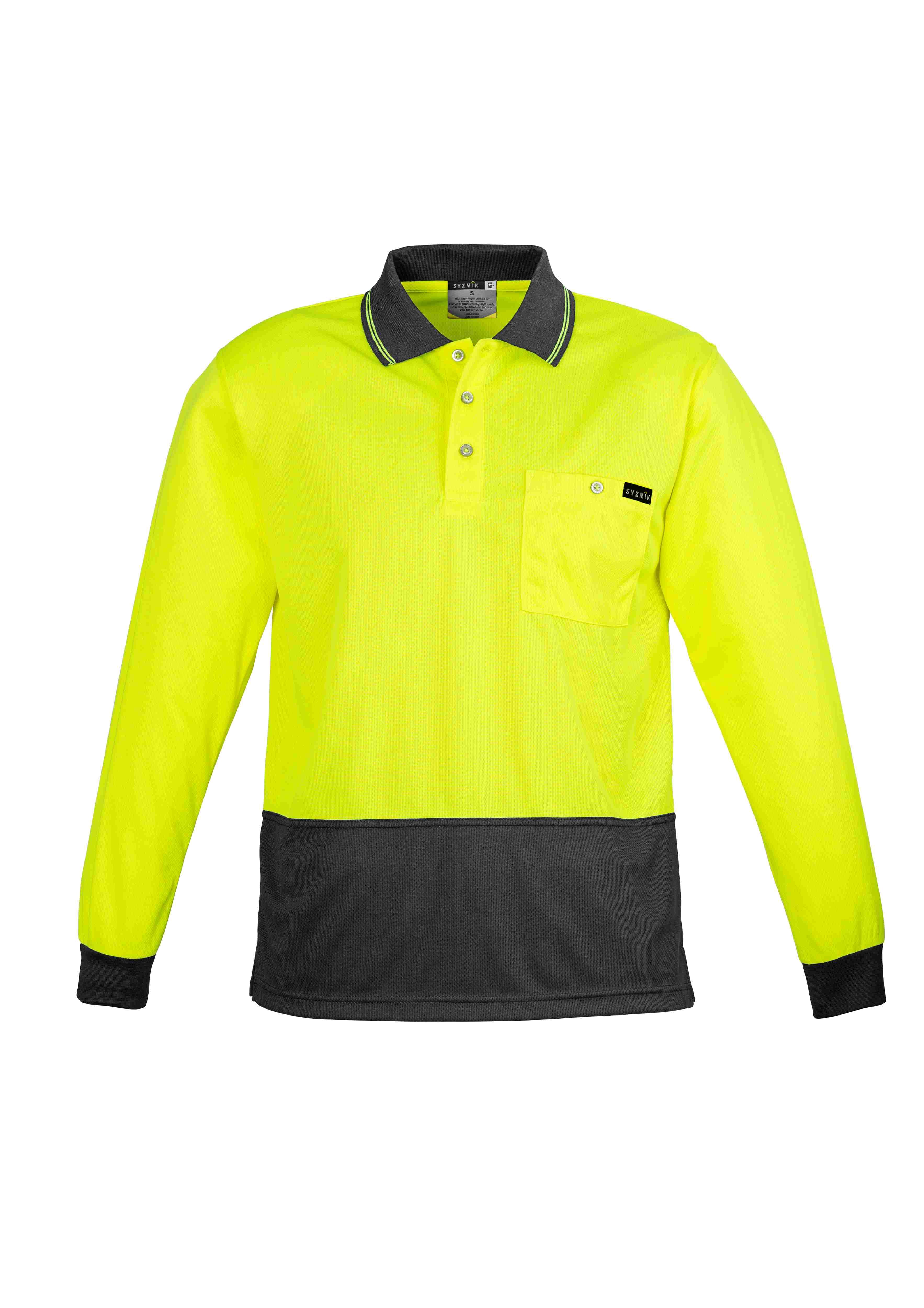 Syzmik Mens Hi Vis Comfort Back Long Sleeve Polo ZH410